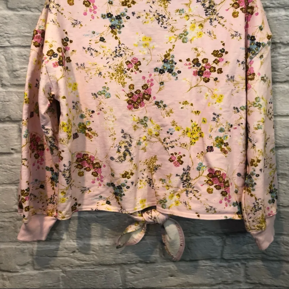 Cinq A Sept Sz Small Parker Sakura Floral Tie-Dye Pullover Sweatshirt Knot Front - Image 8