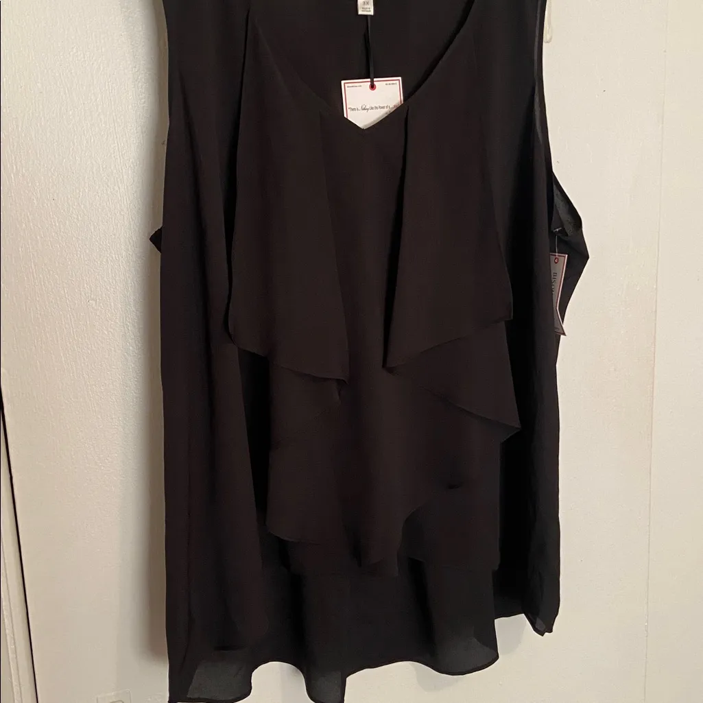 Bisou Bisou Black Ruffled Tank Blouse - Image 2