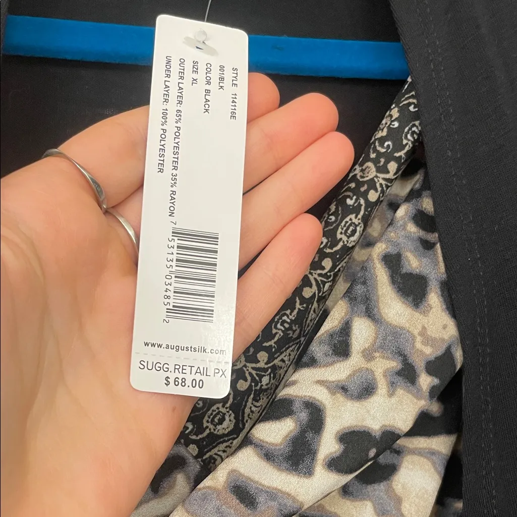 August Silk Black Cardigan with Patterned Top - Image 5