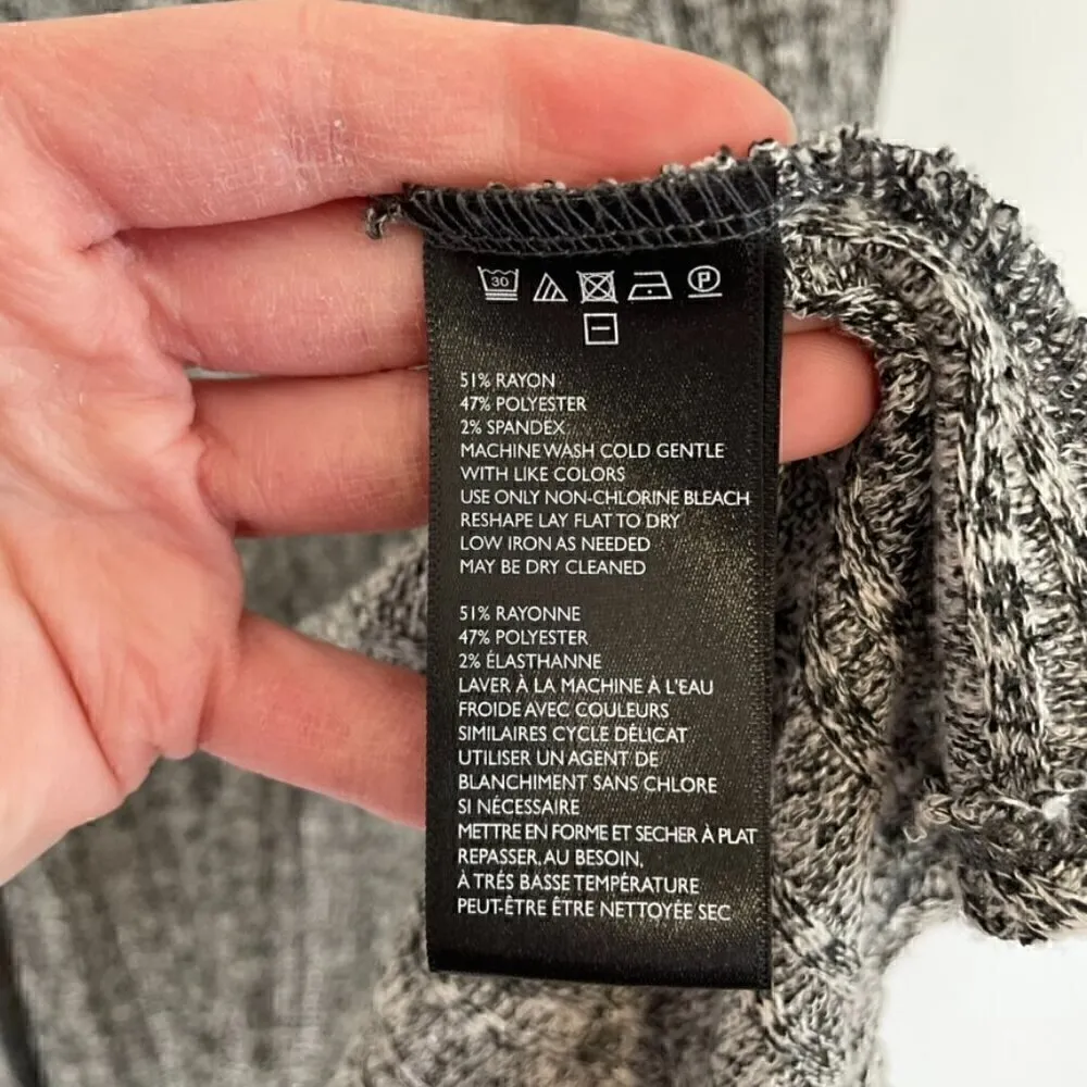 BDG URBAN OUTFITTERS UO Hooded Ribbed Cardigan Black White Marled Open Sweater - Image 9