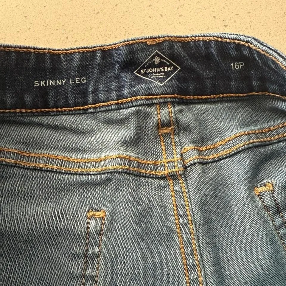 St. John's Bay – Women's Denim Cutoff Shorts – 16P Petite – Blue Distressed - Image 3