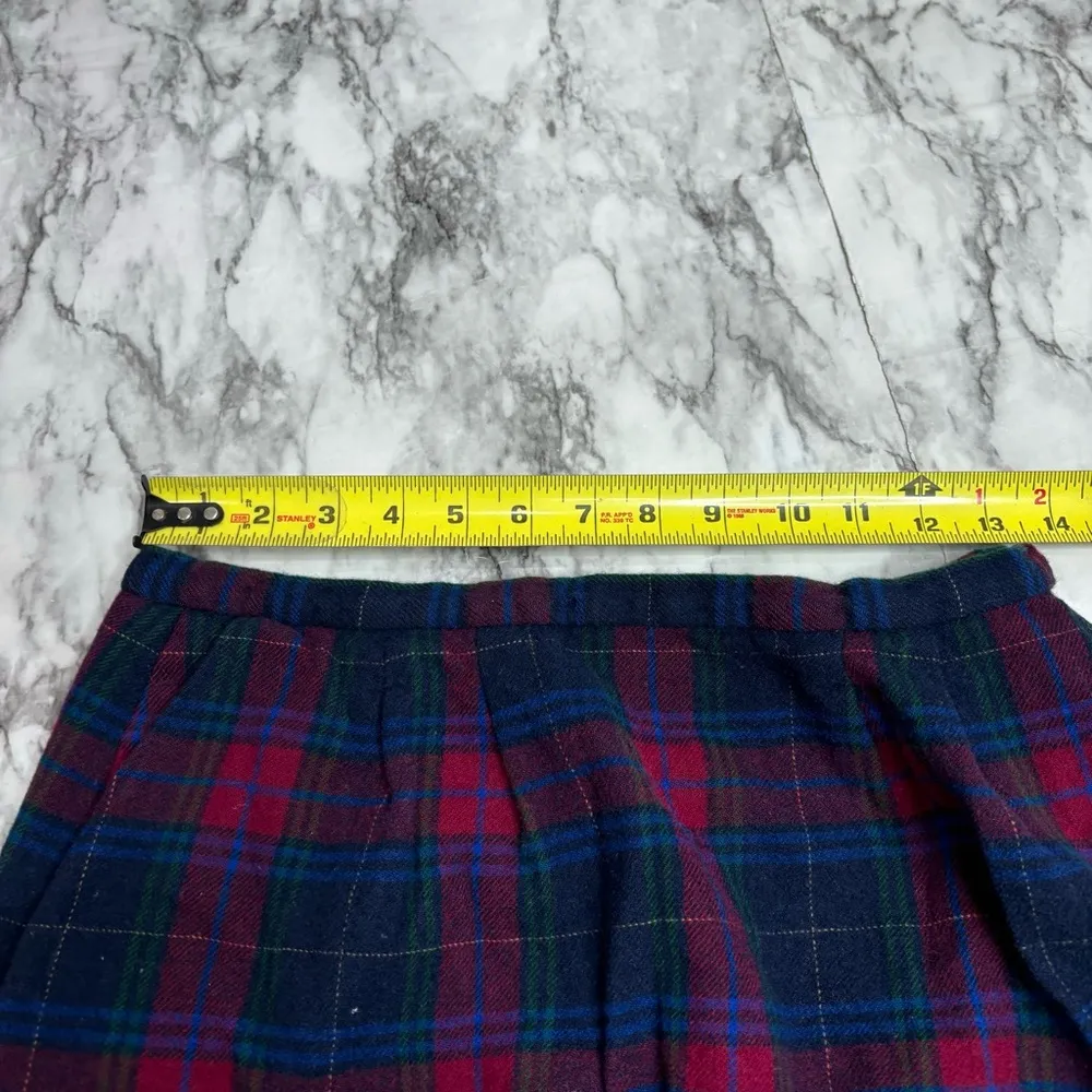 Pendleton vintage plaid Skirt pure Wool navy red blue 26 waist Flaw- liner - Image 9