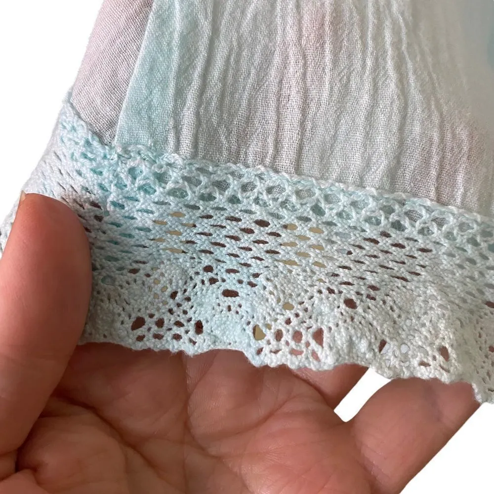 Free The Roses Boho Off The Shoulder Bat Wing Top Size S/M Blue - Image 4