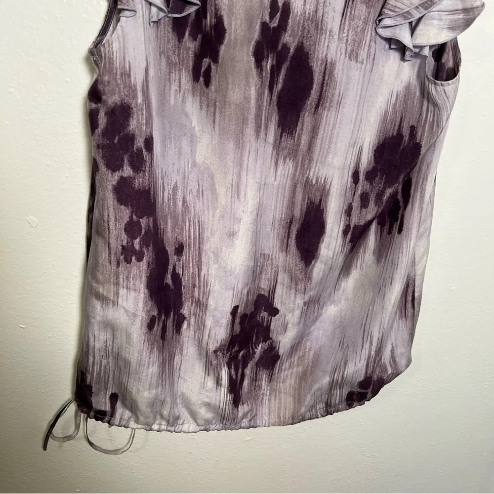 Banana Republic Sleeveless Blouse Purple Floral Ruffle - Image 11