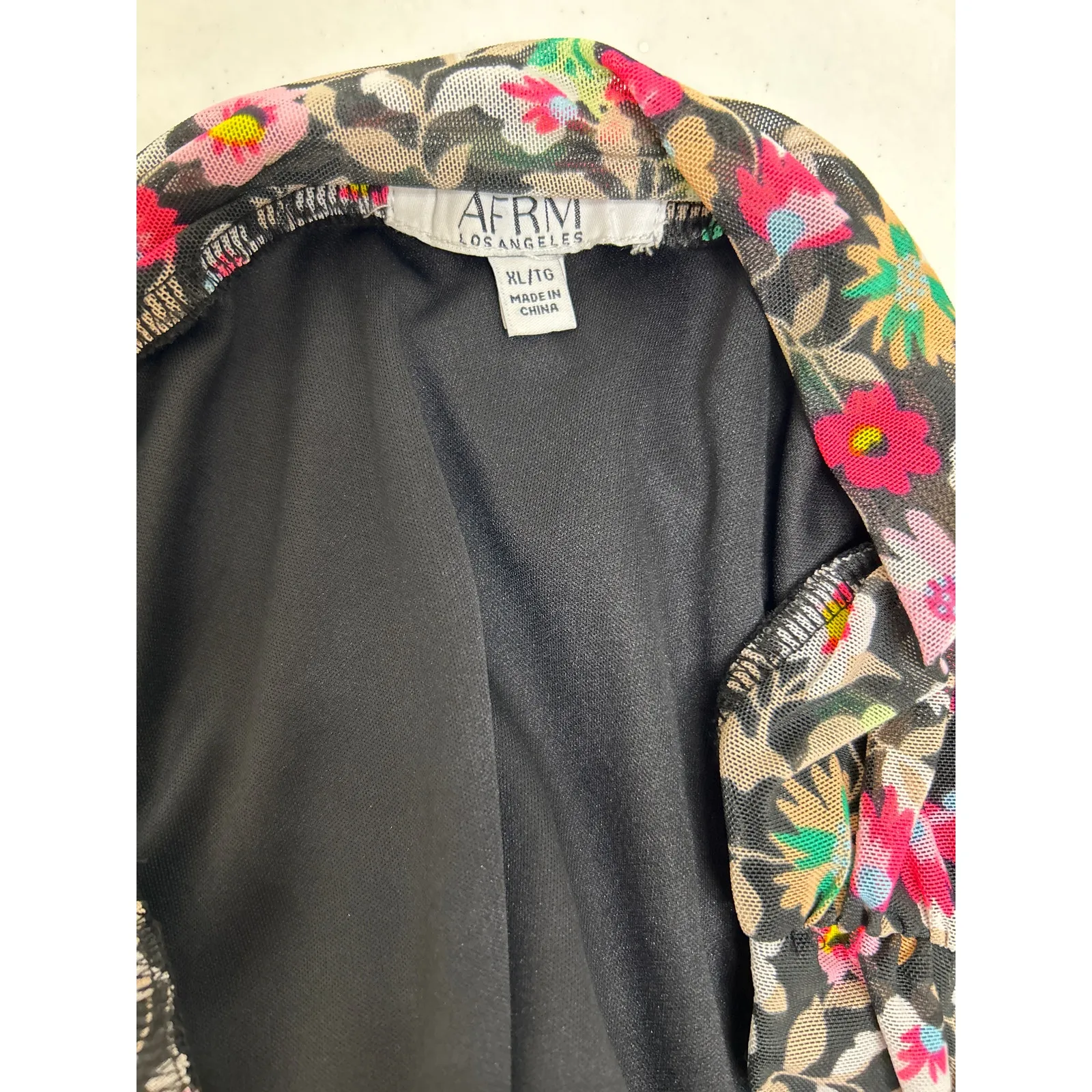 AFRM Los Angeles Desani Ruched Skirt in Noir Ditsy, size XL, NWOT! Black - Image 4