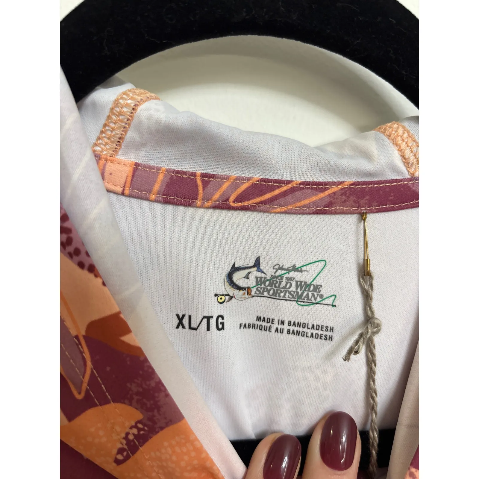 World Wide Sportsman Hoodie Womens XL Tropical 3D Cool Sublimated UPF 50 NWT Orange - Image 3