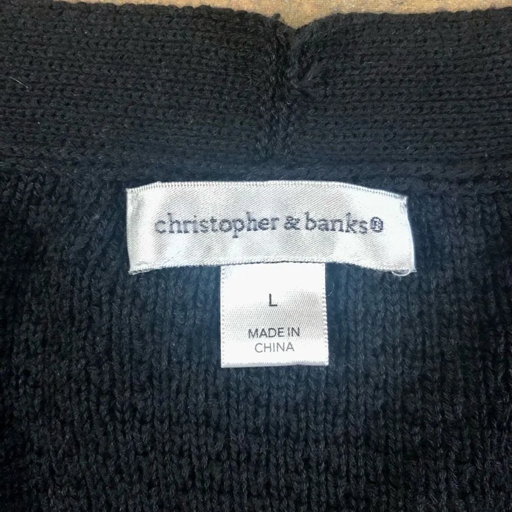 Christopher & Banks Women’s Knitted Black Cardigan Size Large - Image 7