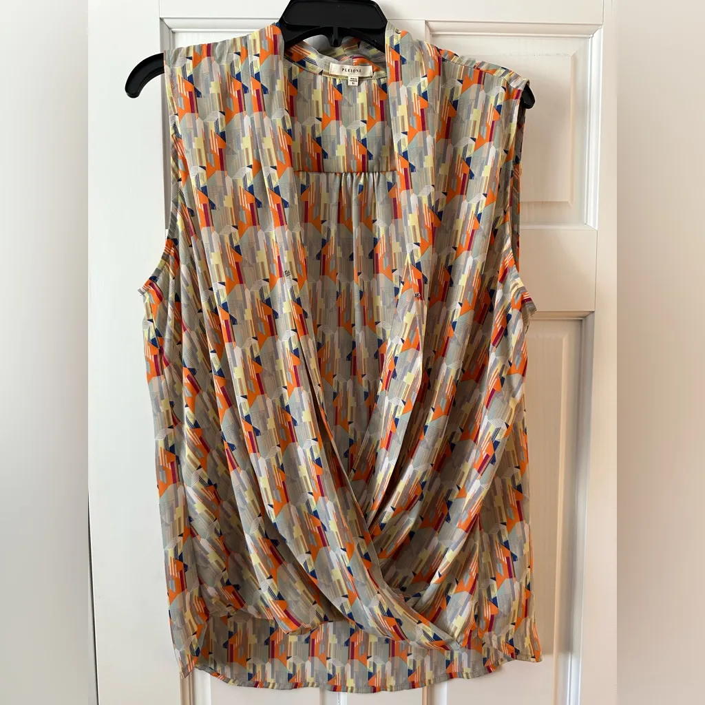 Pleione Multicolor Abstract Sleeveless Blouse - Image 4