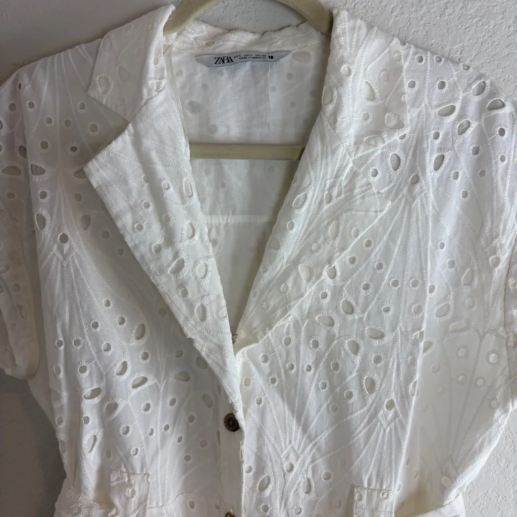 Zara White Eyelet Dress - Image 2