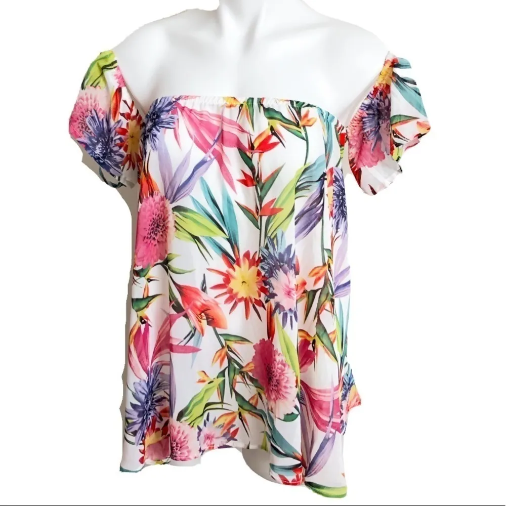 🆕 Buffalo Jeans tropic paradise off shoulder blouse top - Image 3