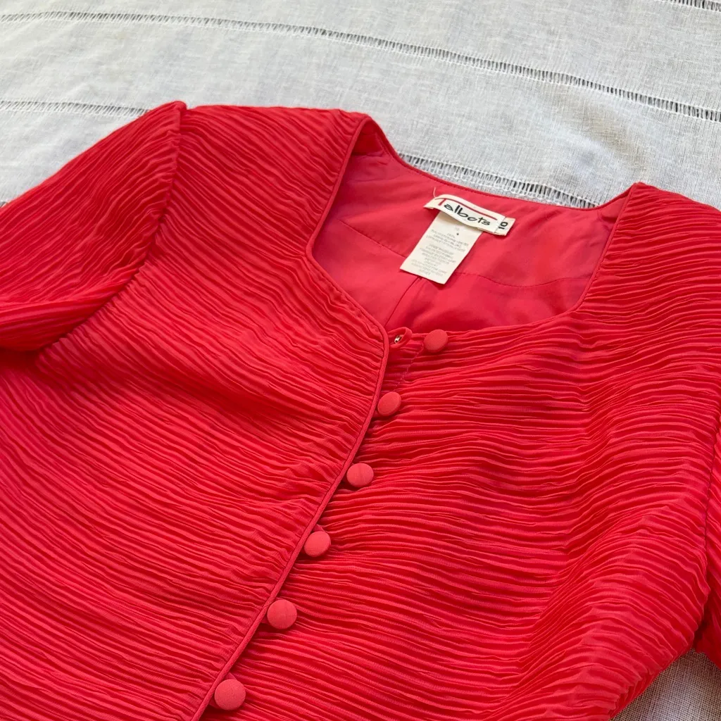 Talbots Vintage Coral Short Sleeve Jacket Blouse - Image 14