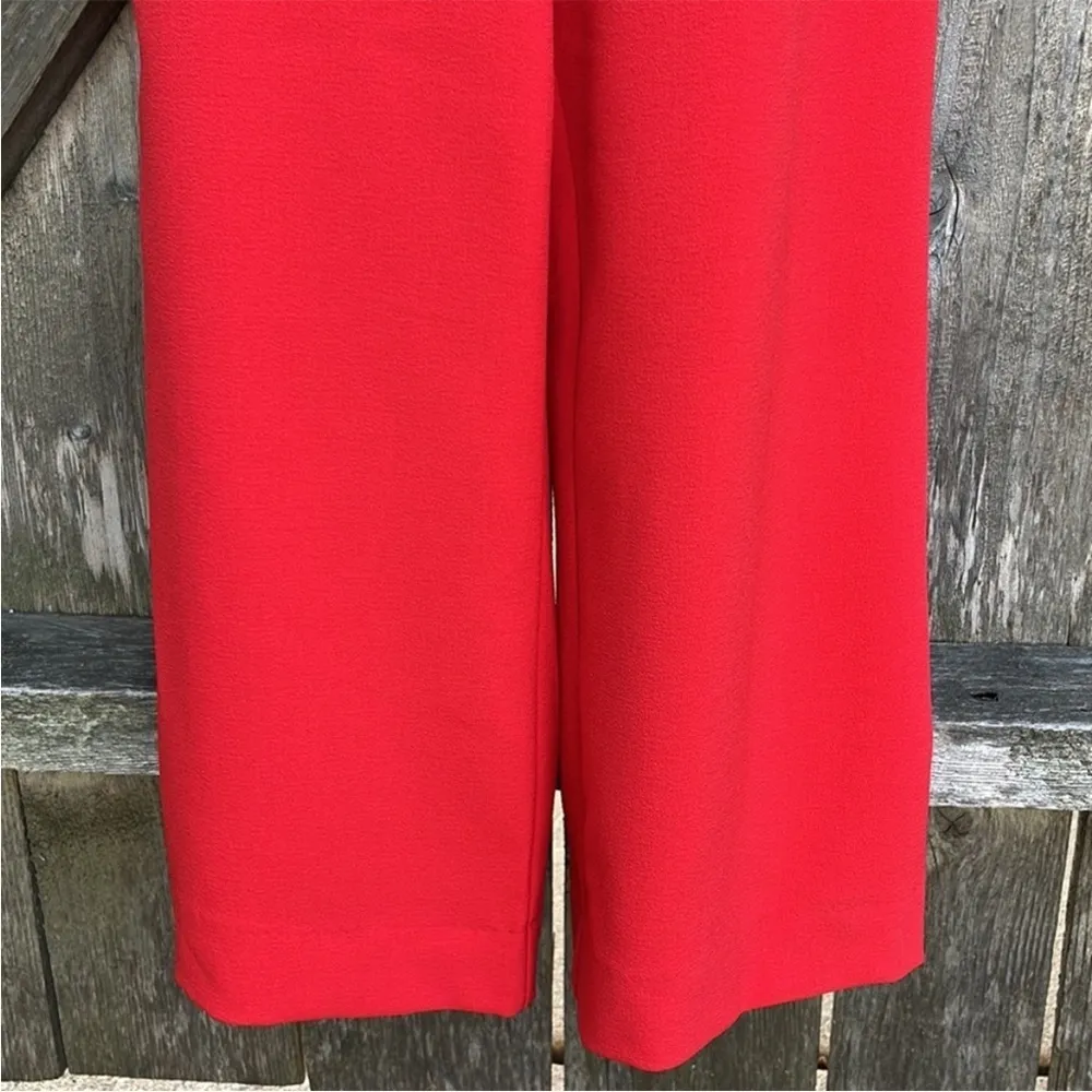 Like New Vince Camuto Poppy Red Crepe Cropped Inseam Jumpsuit Size 2 - Image 8