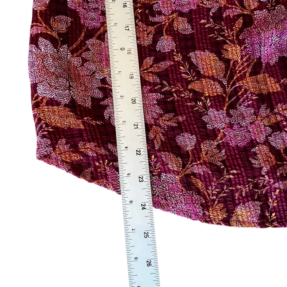 LOFT burgundy floral faux embroidery peasant, lined bodice - women’s size small - Image 7