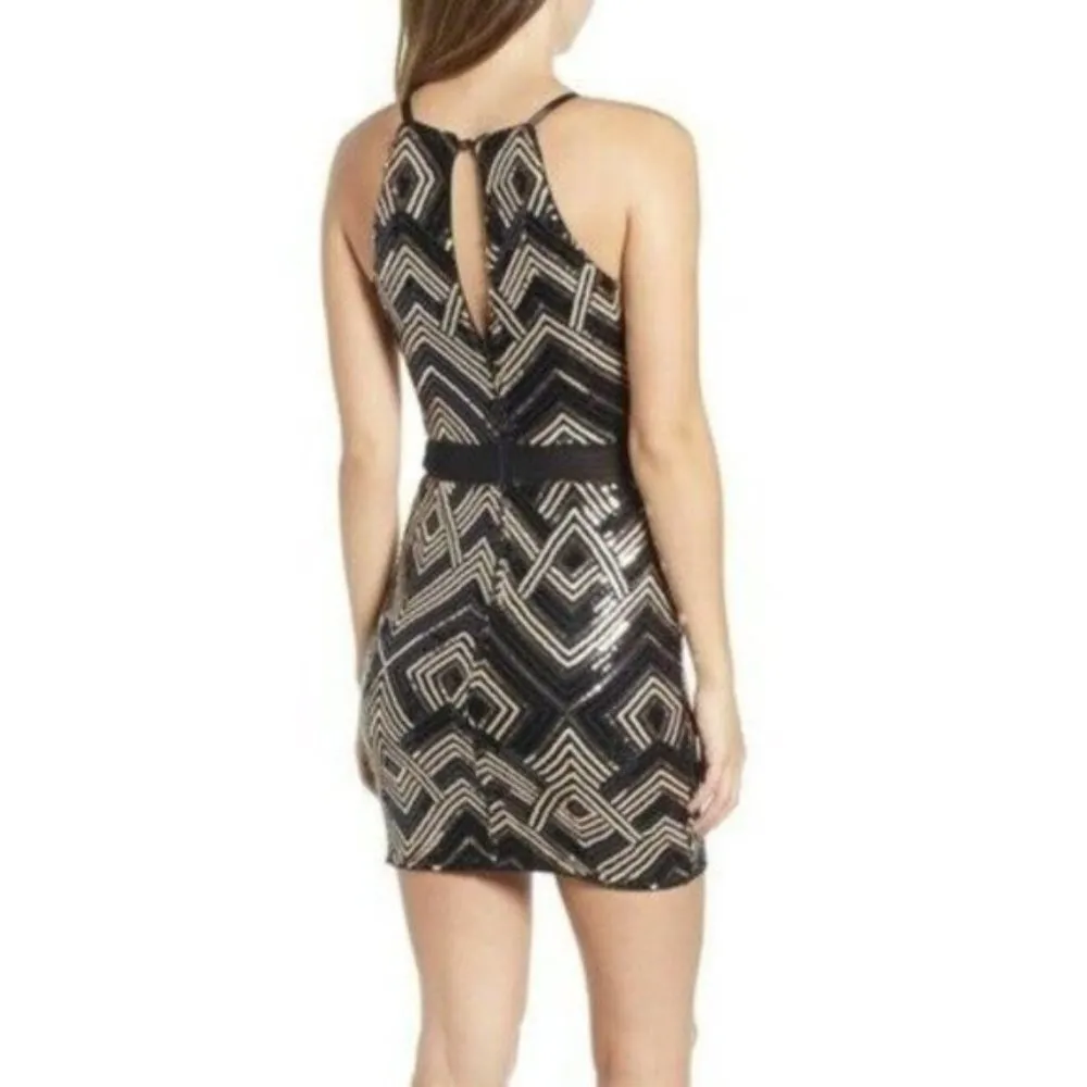 Leith Sequin Cutout Halter Minidress - Image 3