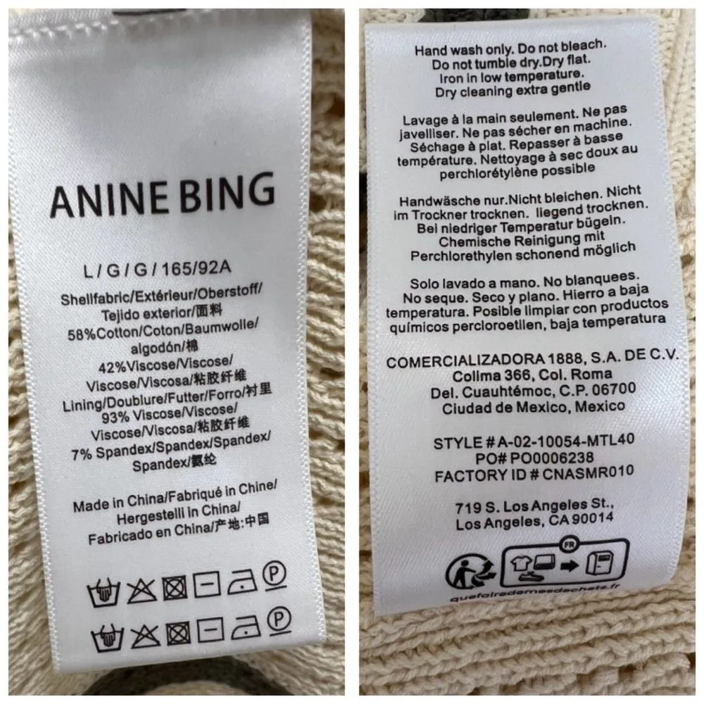 NWT Anine Bing Lanie Knit Mini Dress Sleeveless Cream Green Size L - Image 6