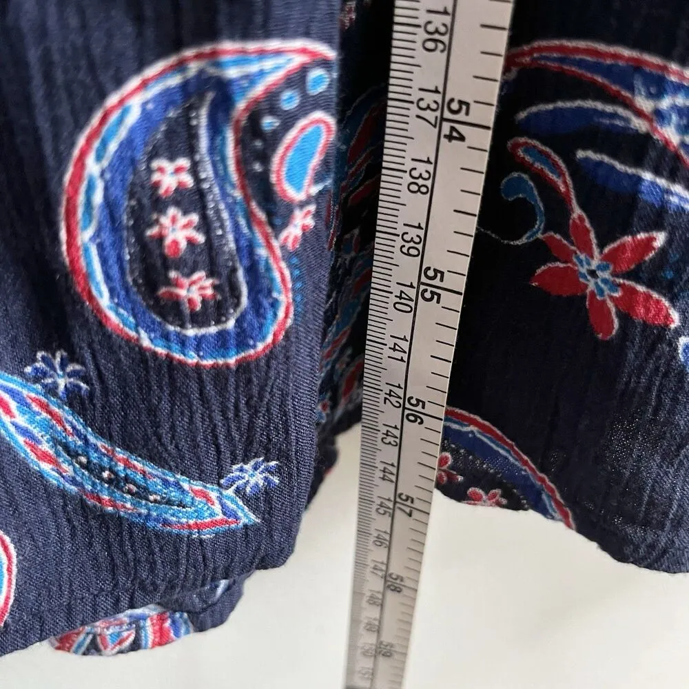 Westport Blue Paisley Feather Maxi Dress Sz L Ruffled Straps Flowy Boho - Image 6