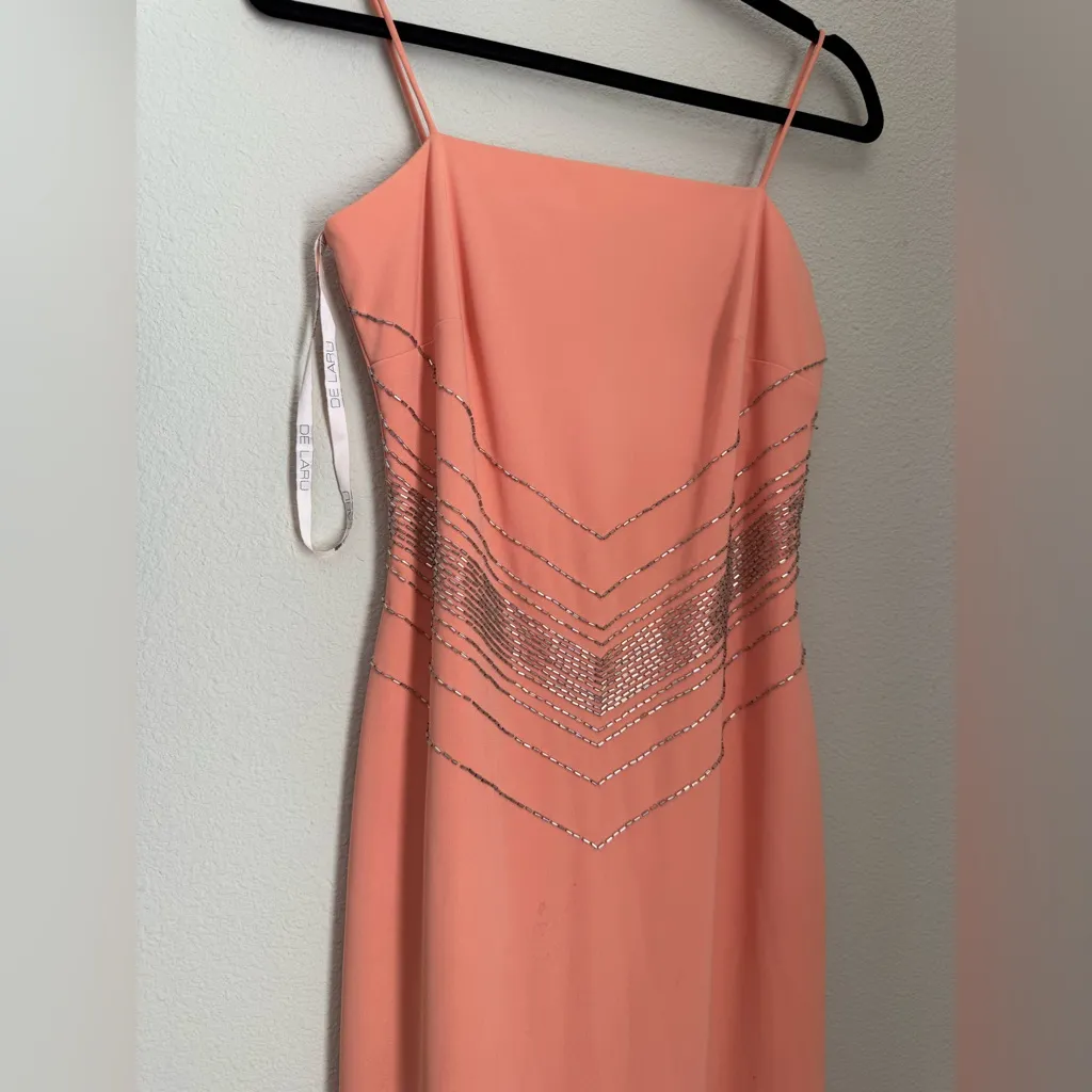 Vintage De Laru by Sheila Yen Peach Beaded Dress, Size 6 Pink - Image 2