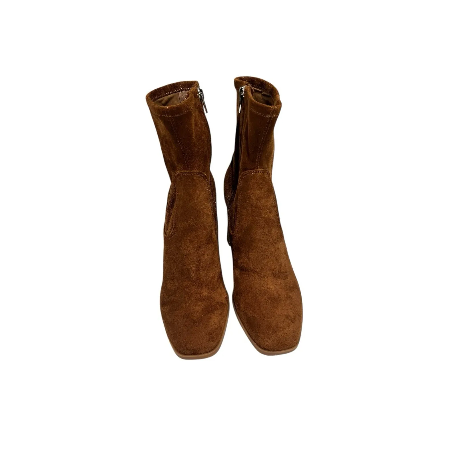 Dolce Vita Bootie Mono Cognac Vegan Suede Ankle Boots Block Heel NWOB 7.5 - Image 3