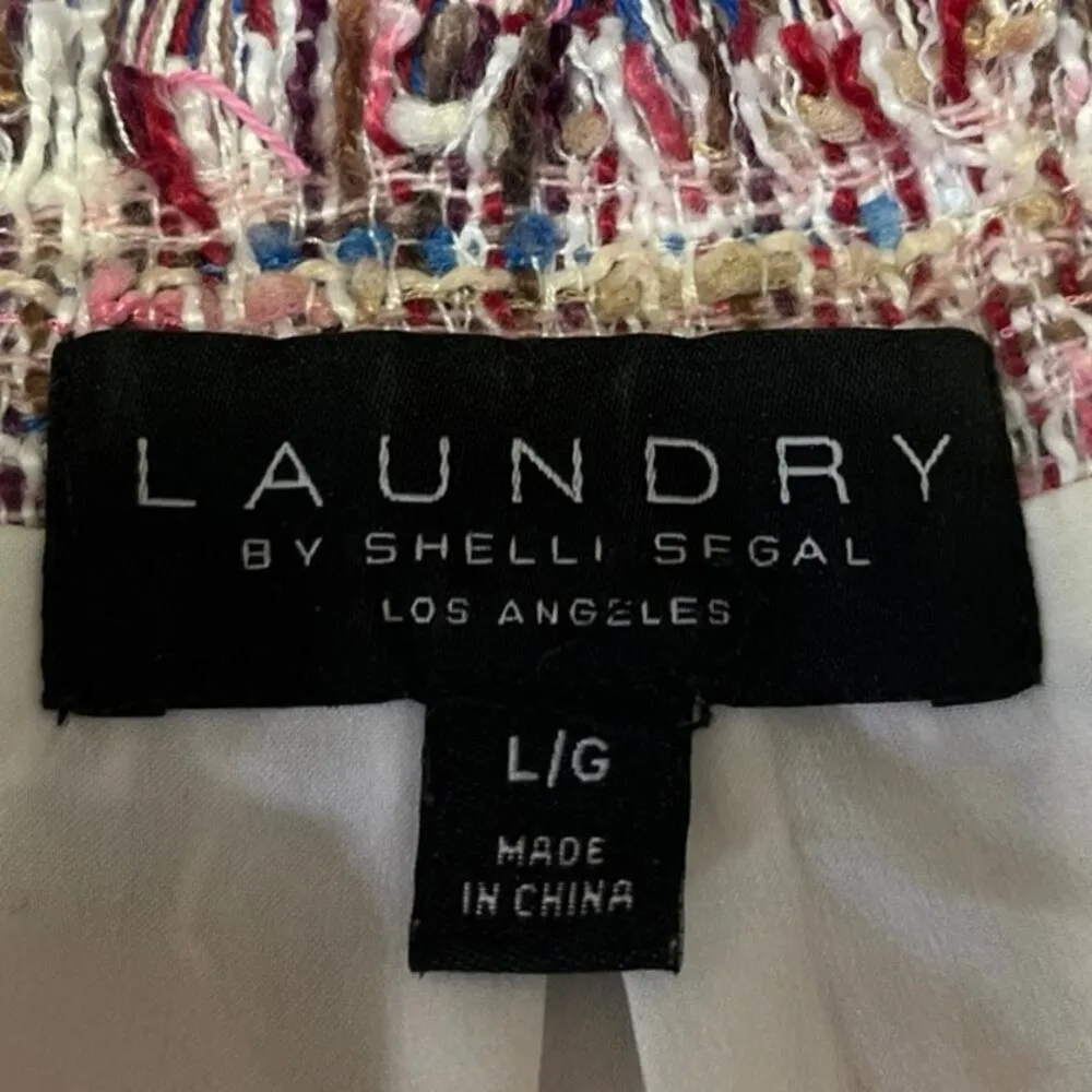 Laundry by Shelli Regal Multicolor Tweed Long Sleeve Blazer Cardigan Jacket L - Image 4