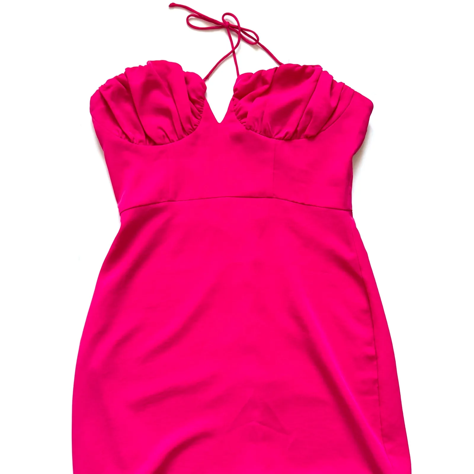 Superdown Revolve Halter Low Cut Mini Dress Bright Pink Size Small NEW - Image 2