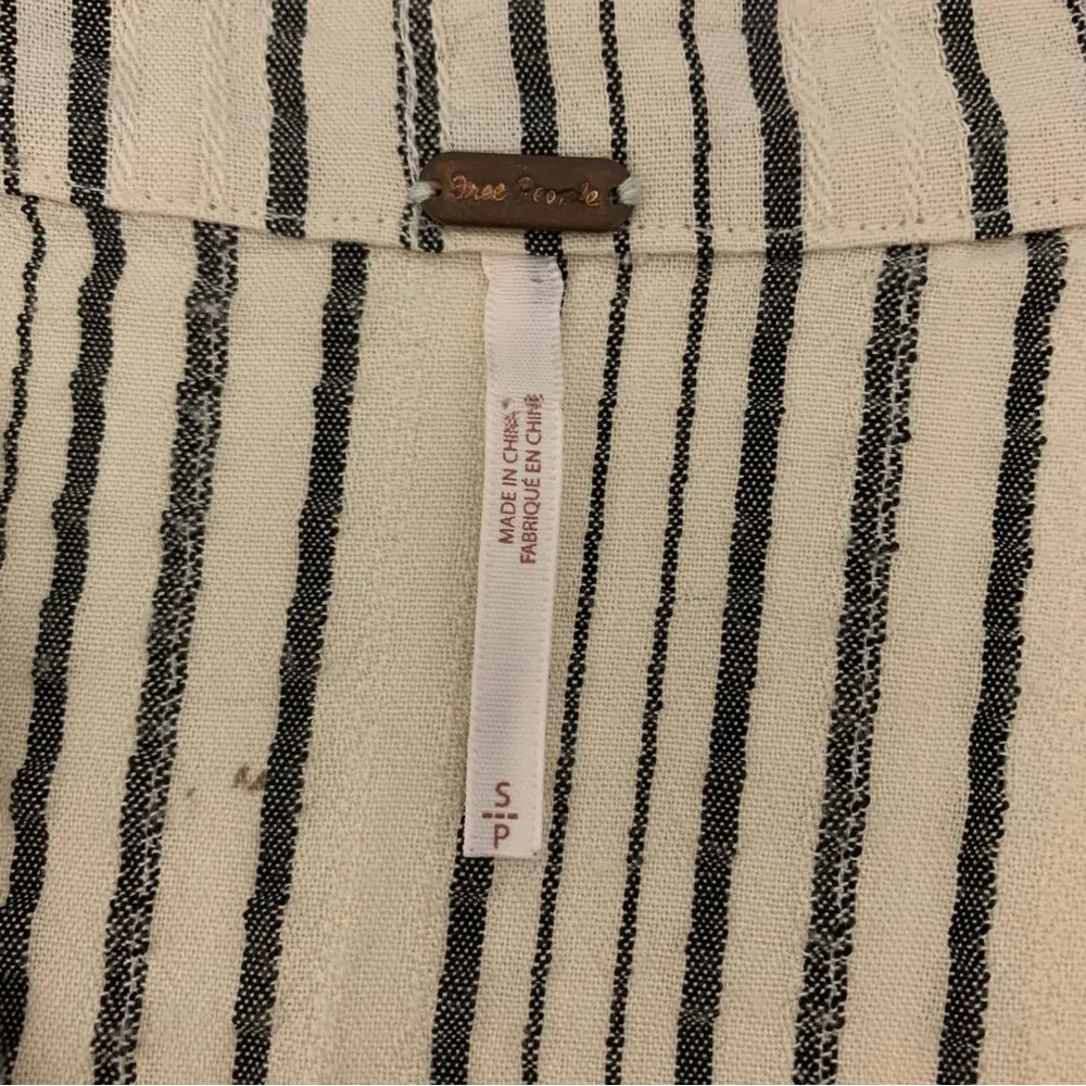 Free People Striped Balloon Sleeve Hi-Low Blouse Size S - Image 2