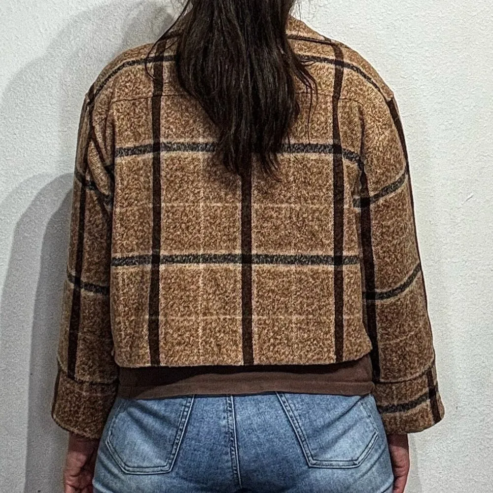 Lush Tan Plaid Shacket Jacket Sz S NWOT - Image 11