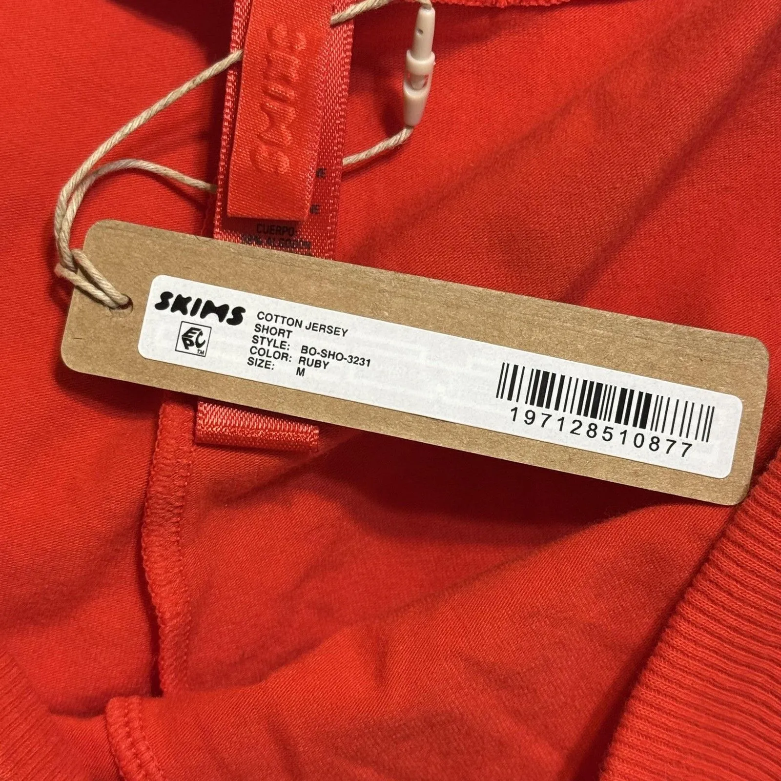 Skims Shorts Womens Medium Red Cotton Jersey Lounge Sleep Drawstring Ruby - Image 6