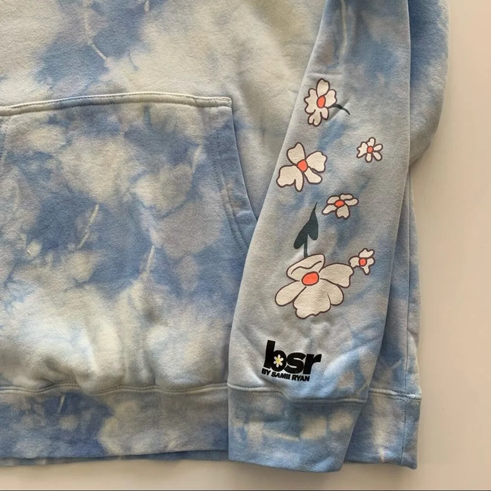 By Samii Ryan | Felt Cute Blue and White Tie Dye Hoodie Sweatshirt Medium - Image 8