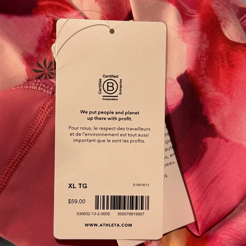 Athleta X-Large Printed Run With It Shorts Activewear UPF Lined Zip-Pocket Pink - Image 11