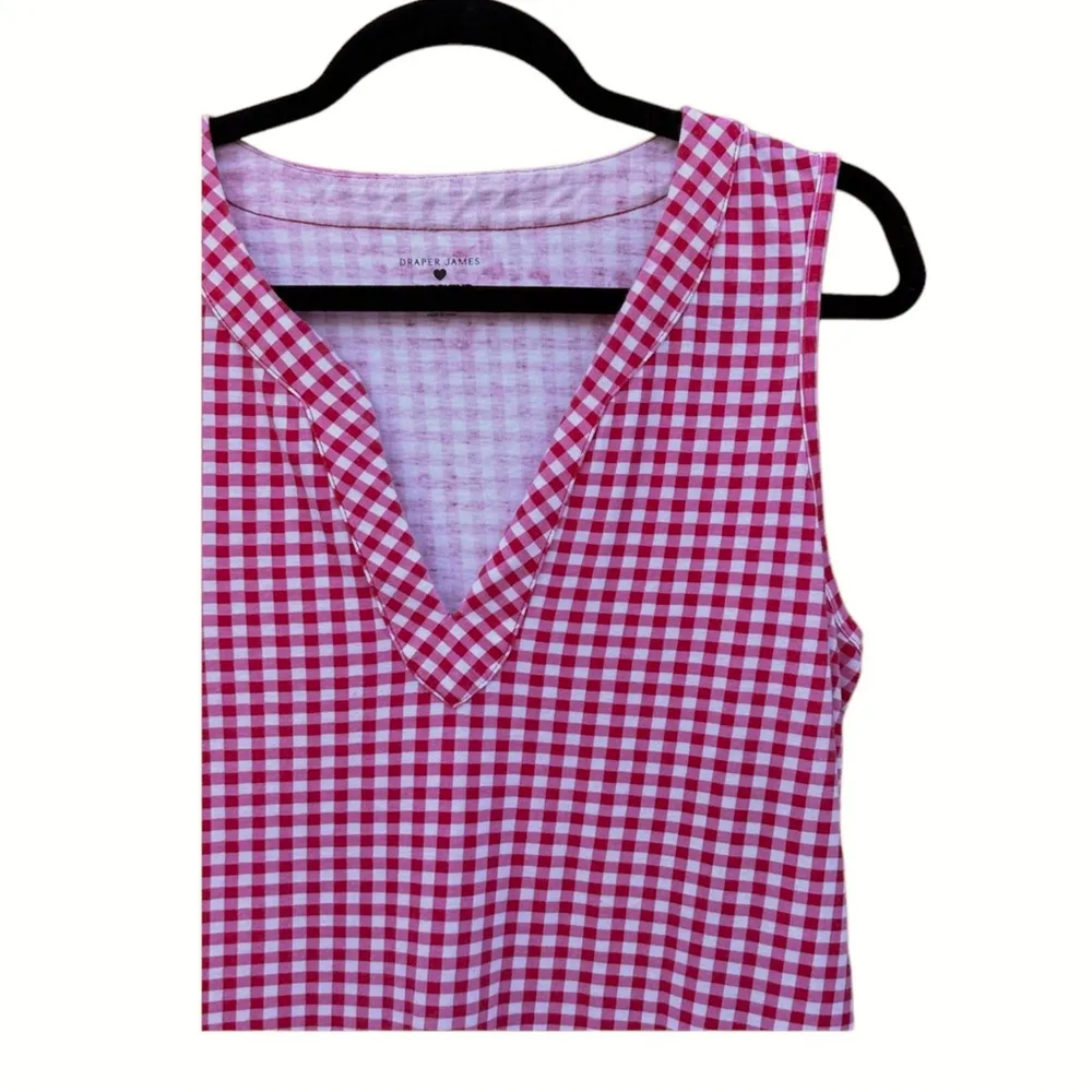 for Lands End Gingham Check Red White Sleeveless Shift Dress Medium - Image 3