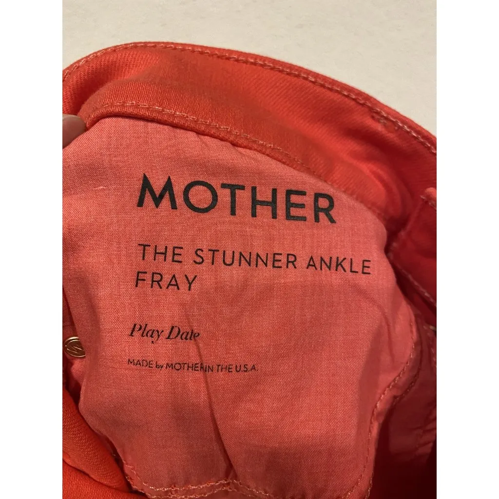 Mother Jeans Womens 27 Red The Stunner Ankle Fray Play Date Cropped Raw Hem - Image 5