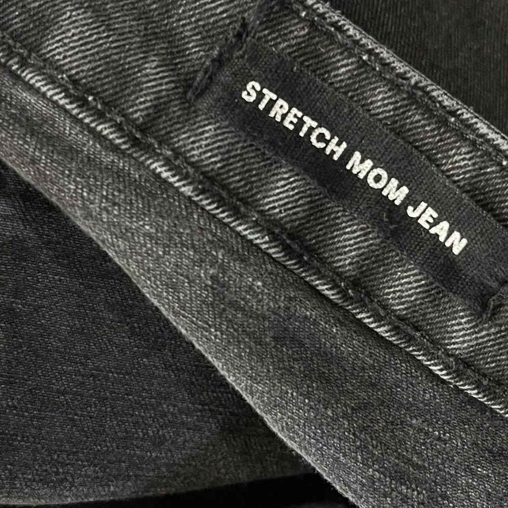 Cotton-On SZ 10 Stretch Mom Jeans 5-Pocket Hi-Rise Zip-Fly Black Wash Womens - Image 9