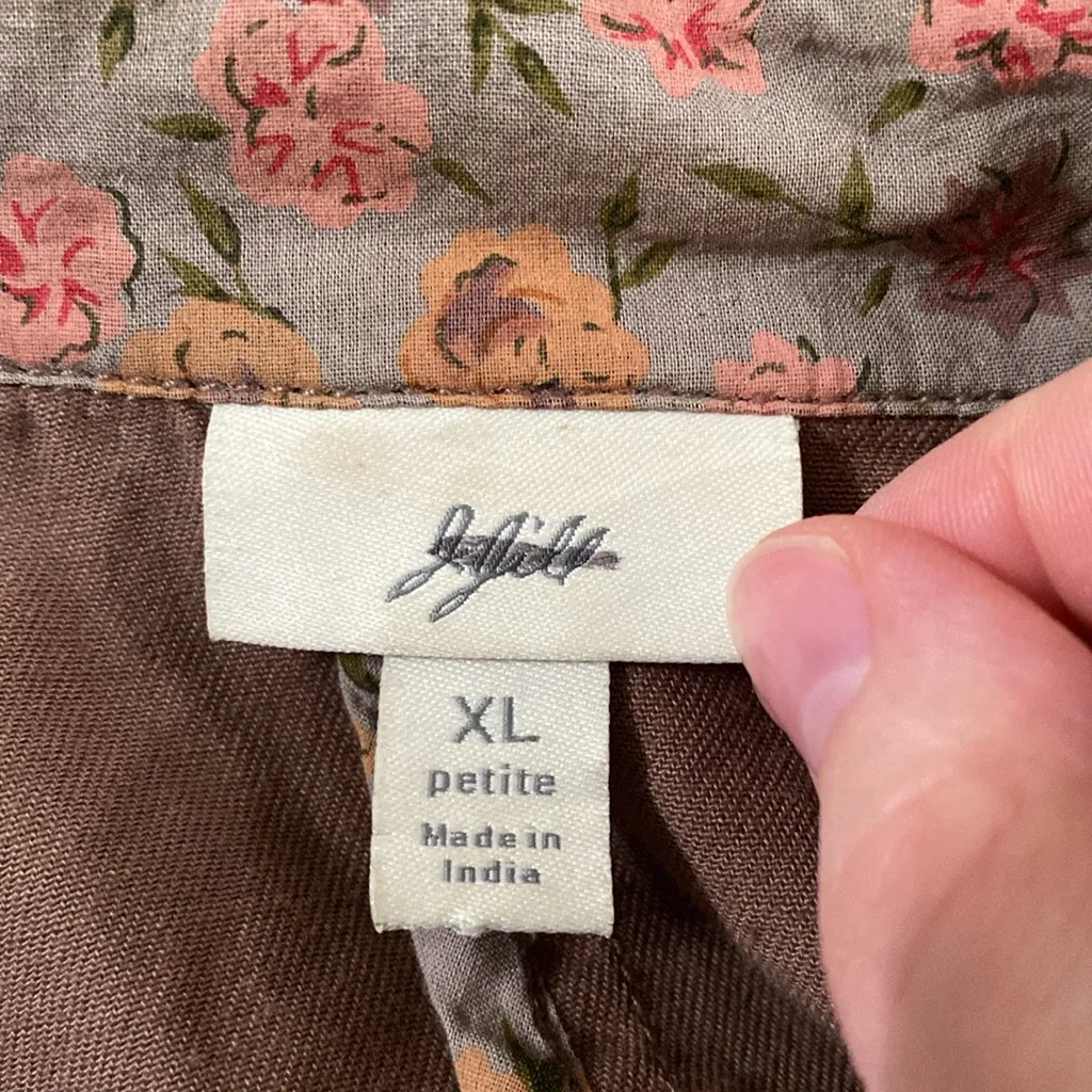 J Jill brown cotton lagenlook two button lightweight blazer size XL petite - Image 11