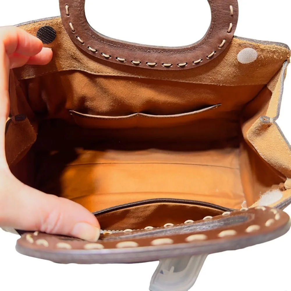 Kate Landry Crocodile Embossed Leather Satchel - Image 3