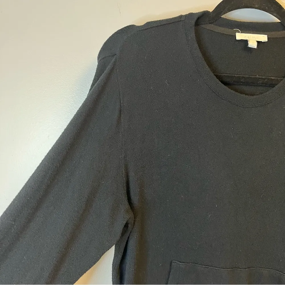 Calme Johnny Was Pullover Black Beauty Hachi Kangaroo Pocket Top Sz S EUC - Image 5