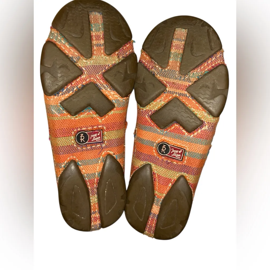 Tony Lama Women's Orange Striped Canvas Shoes 8B - Image 4
