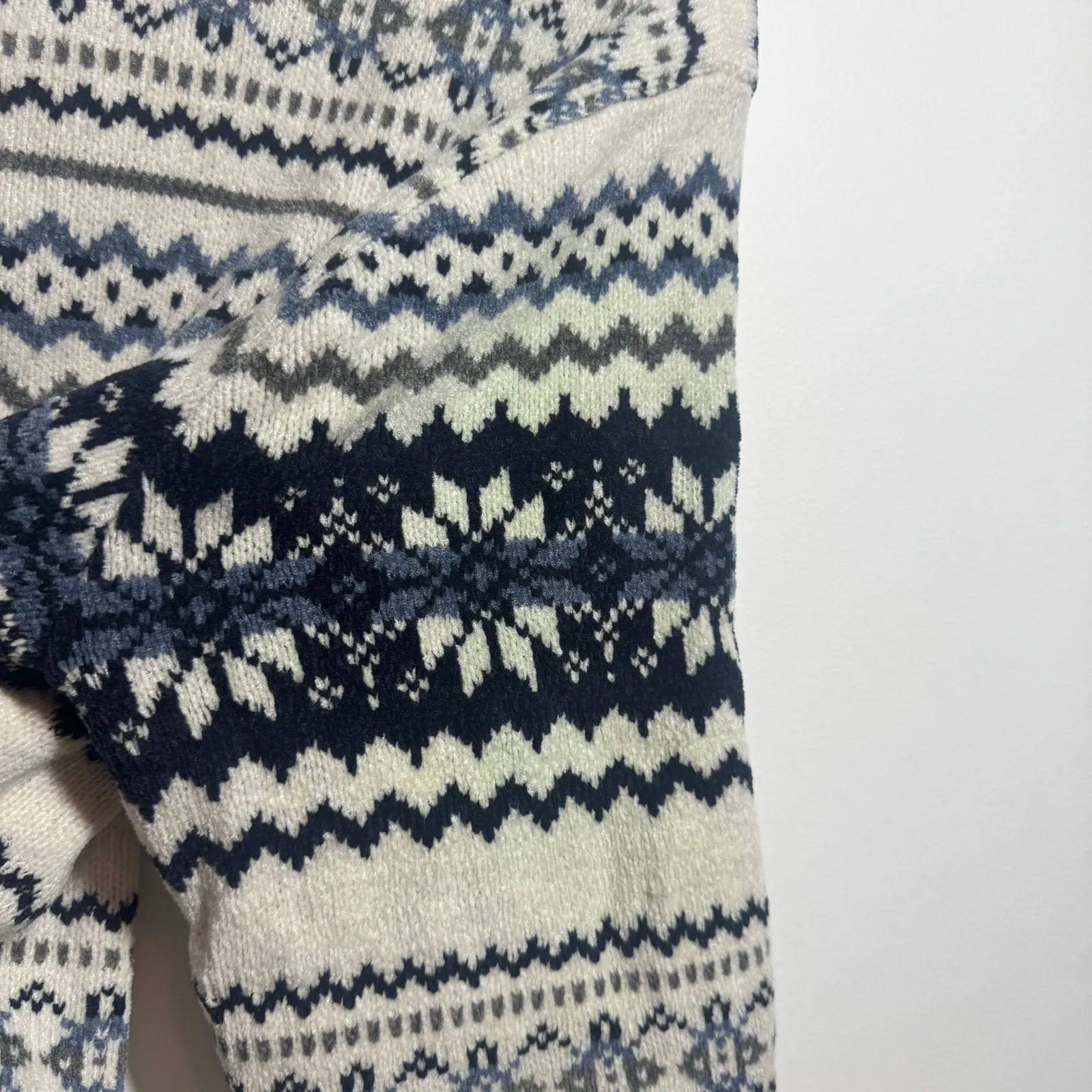 Croft & Barrow Jacket Women XL White Blue Fair Isle Full Zip Long Sleeve Sweater - Image 6