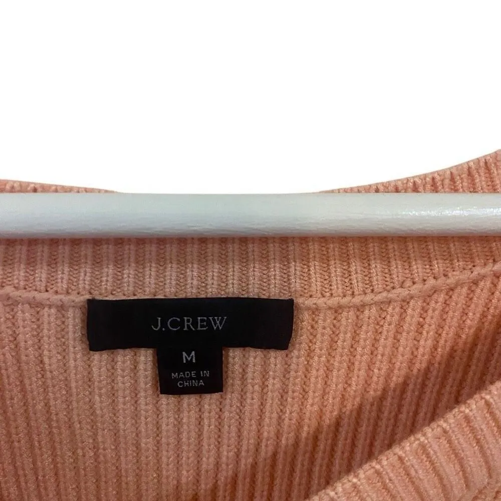 J.Crew Ribbed Stretch Crewneck Sweater Fresh Peach Size Medium Pink - Image 3