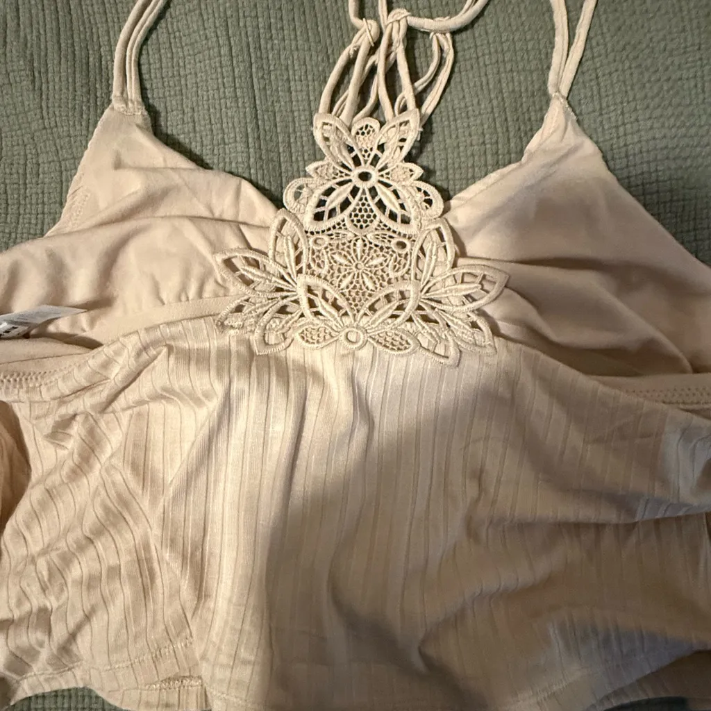 Aerie Beige Strappy Crop Top NWT - Image 4