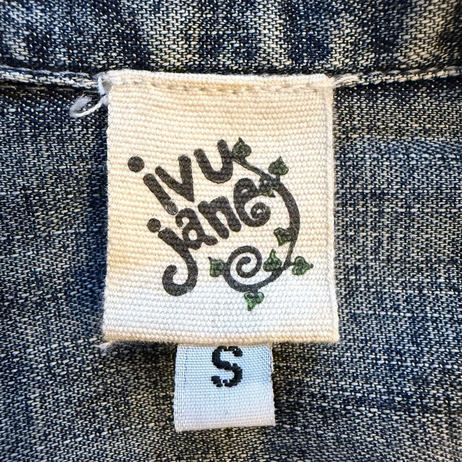 Ivy Jane Top Small Ruffle Long Sleeve Button Front Blouse Chambray Denim Boho - Image 6