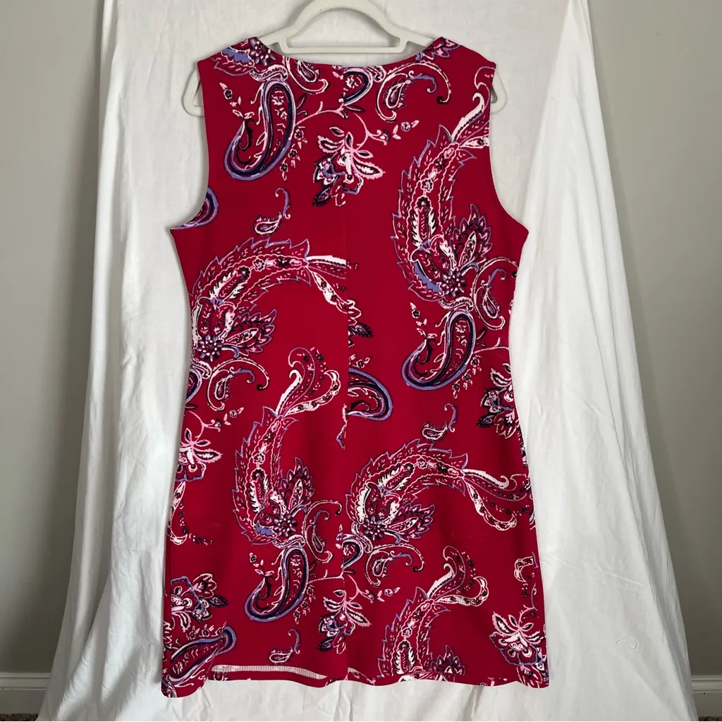 DANA BUCHMAN | Red and White Paisley Sleeveless Dress Sz L - Image 5