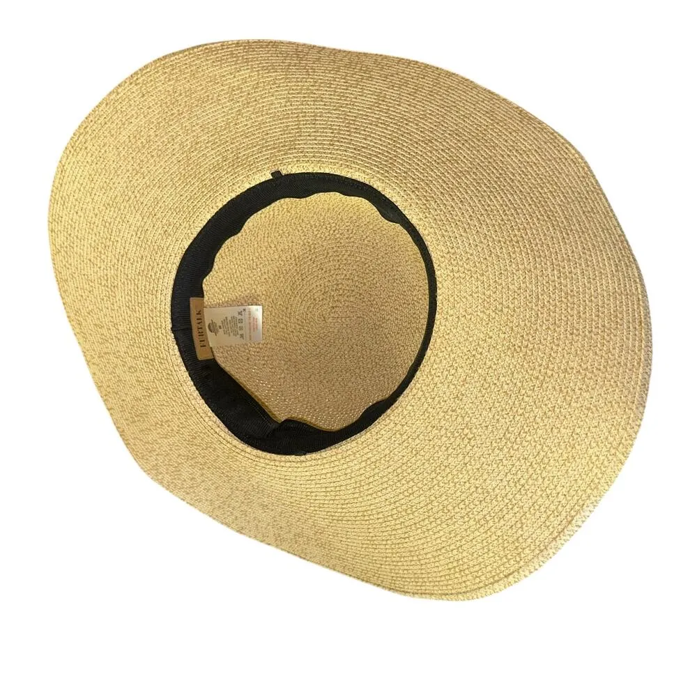 Furtalk Adjustable Paper Sun Hat Black Ribbon Tan - Image 5