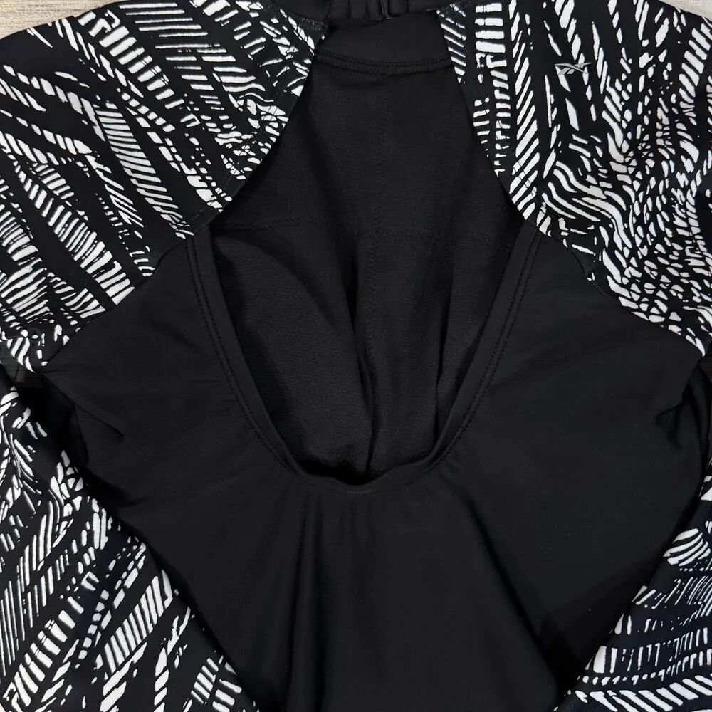 Reebok Small Swimsuit One-Piece Long Sleeves Padded High-Neck Lined Black New - Image 7