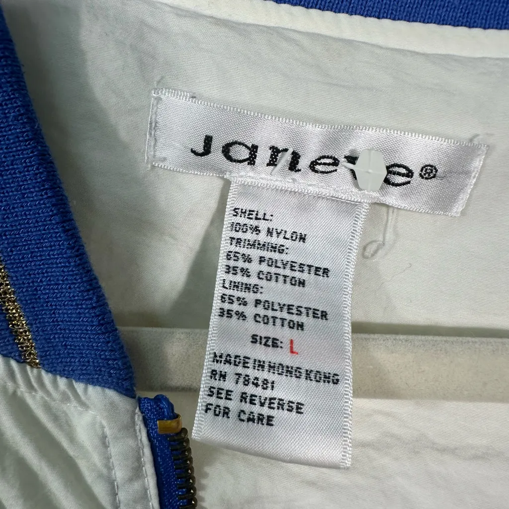 Janeve Vintage 1980s Womens Blue White Star Accents Windbreaker Size Large EUC - Image 5