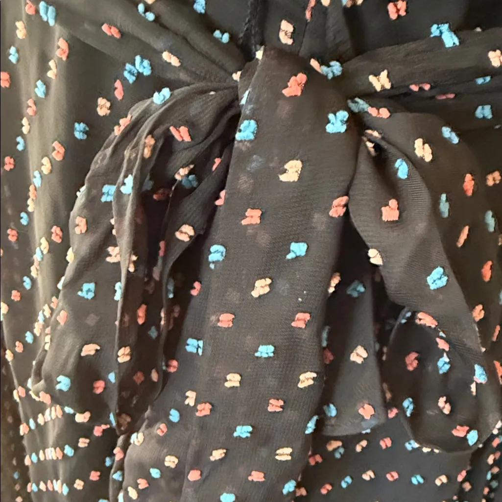 Betsey Johnson Fairy Black Asymmetrical Polka Dot coral, pink and blue Dress - Image 7