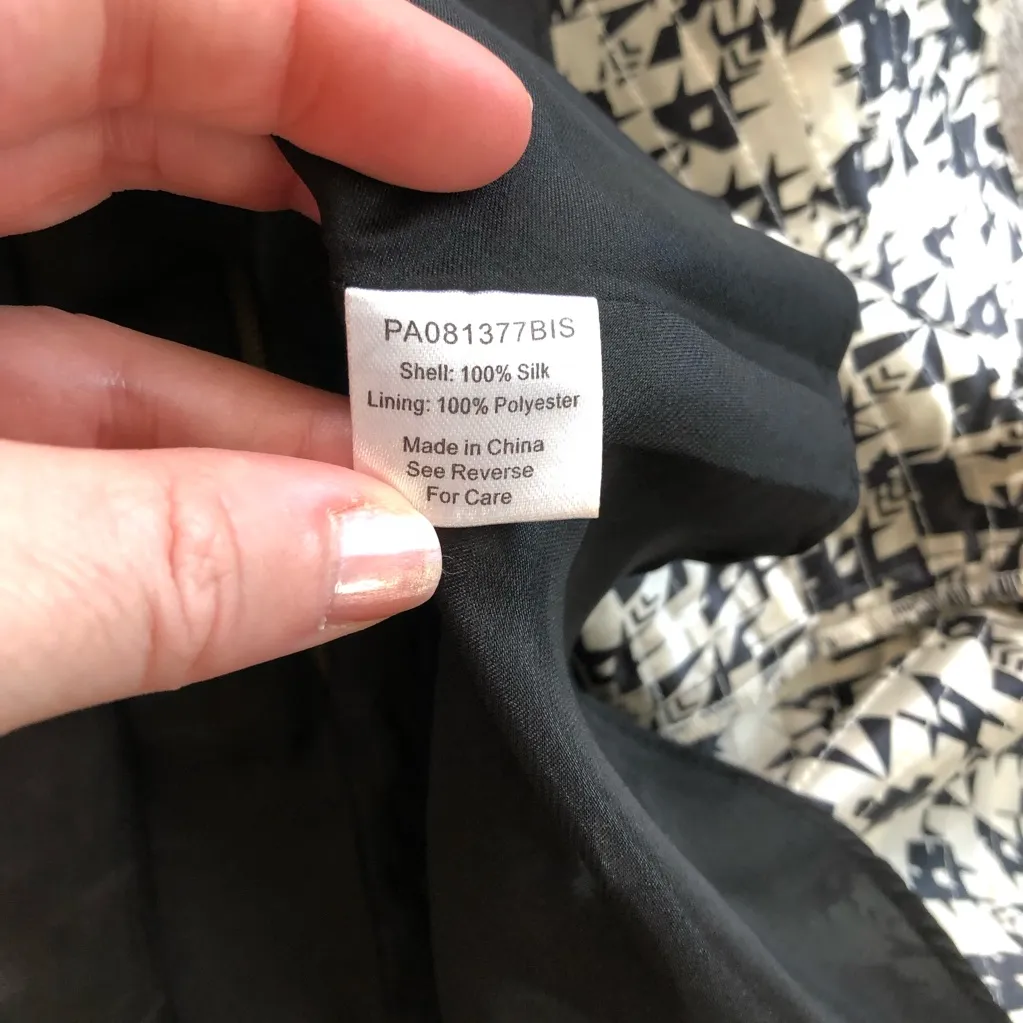 Parker White Black Silk Sleeveless Crepe Fit & Flare Mini Cocktail Dress S - Image 5