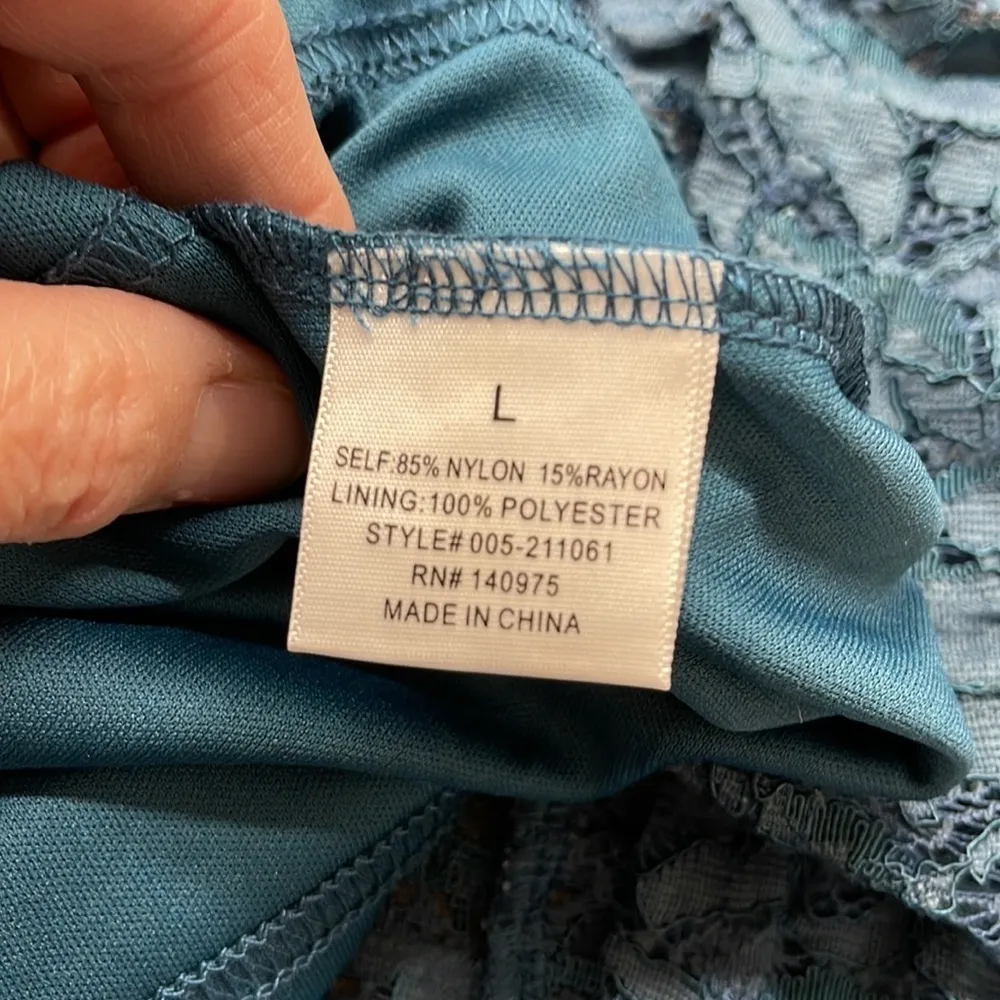 Francesca's NWT Teal Blue Lace Halter Backless Mini Dress Large - Image 8