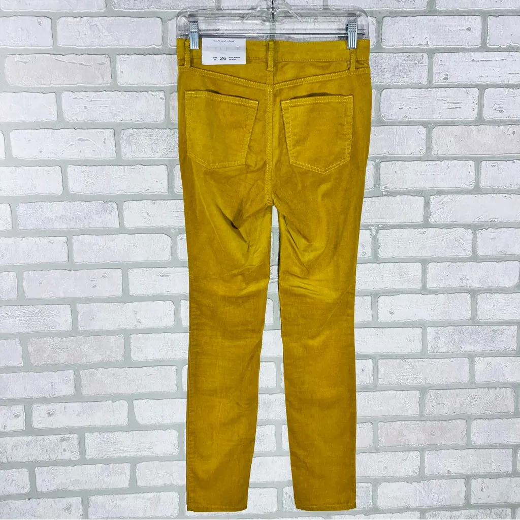 LOFT NWT High Waist Skinny Corduroy Jeans in Golden Yellow Size 26/2P - Image 3