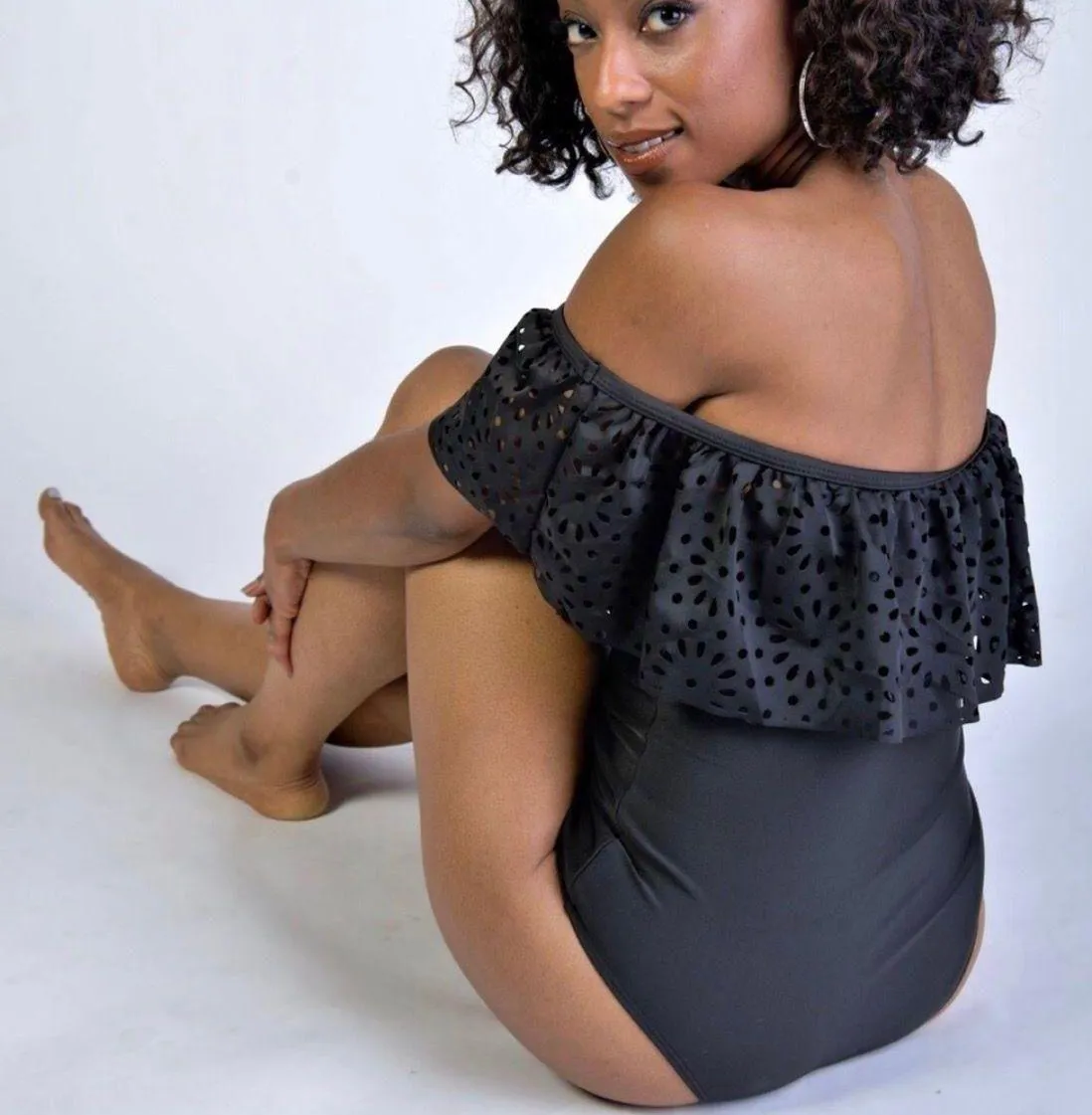 Off The Shoulder One Piece Swimsuit  - Image 2