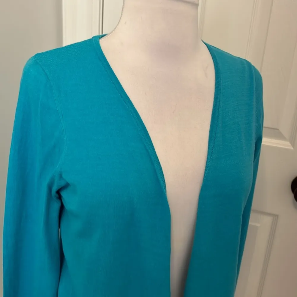 Minnie Rose Turquoise Open Cardigan Sweater - Image 4